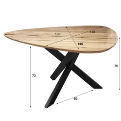 Kalfort Eettafels|Eettafel Gambetti driehoekig acacia 135cm