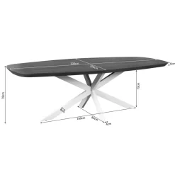 Furndea Eettafels|Eettafel Martin Deens ovaal Walnoot Zwarte poot 200cm