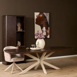 Furndea Eettafels|Eettafel Martin Deens ovaal Walnoot Zand poot 280cm