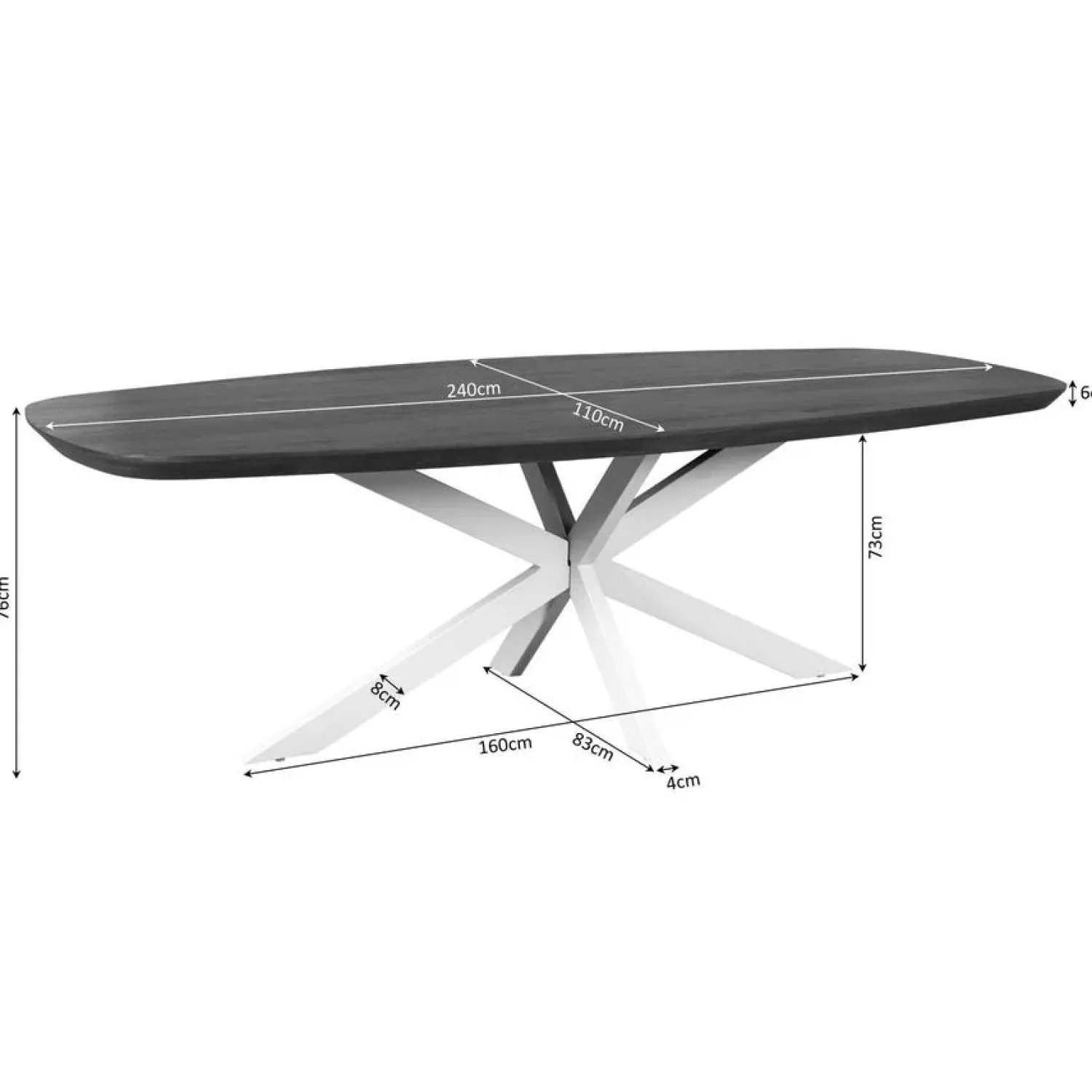 Furndea Eettafels|Eettafel Martin Deens ovaal Walnoot Zand poot 240cm