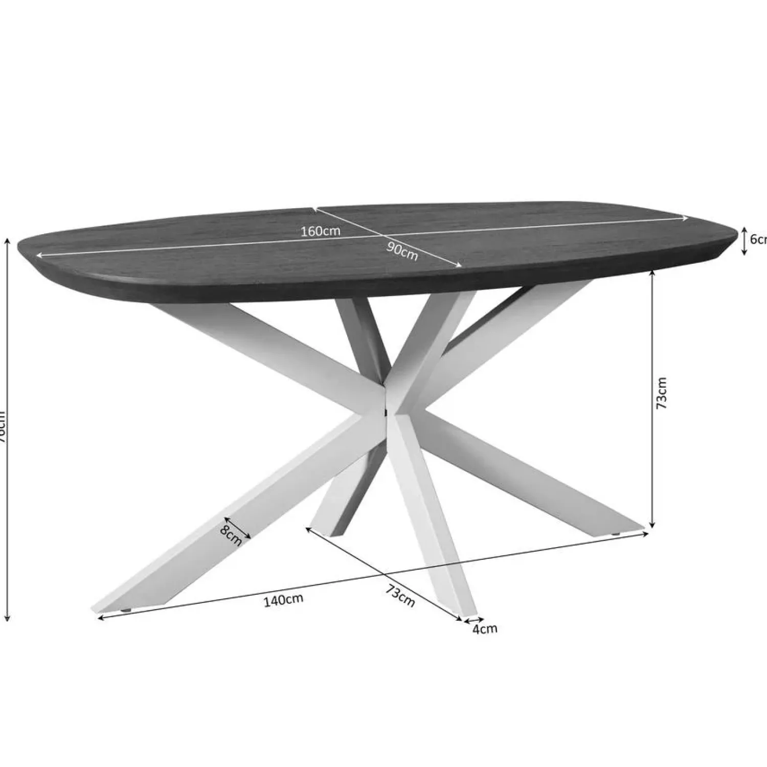 Furndea Eettafels|Eettafel Martin Deens ovaal Walnoot Zand poot 160cm