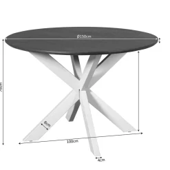 Furndea Eettafels|Eettafel Martin rond Walnoot Zwarte poot 150cm