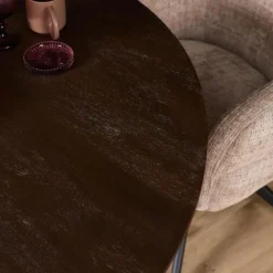 Furndea Eettafels|Eettafel Martin rond Walnoot Zwarte poot 150cm