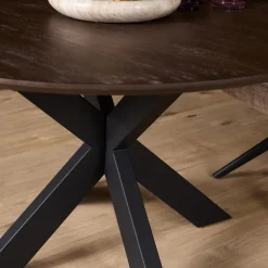 Furndea Eettafels|Eettafel Martin rond Walnoot Zwarte poot 110cm