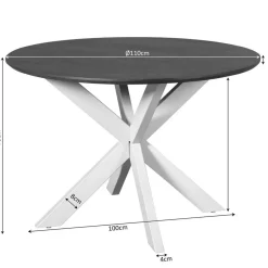 Furndea Eettafels|Eettafel Martin rond Walnoot Zwarte poot 110cm