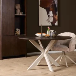Furndea Eettafels|Eettafel Martin rond Walnoot Zand poot 130cm