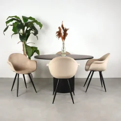 Label51 Eettafels|Eettafel Oliva Zwart Eikenhout rond 130cm