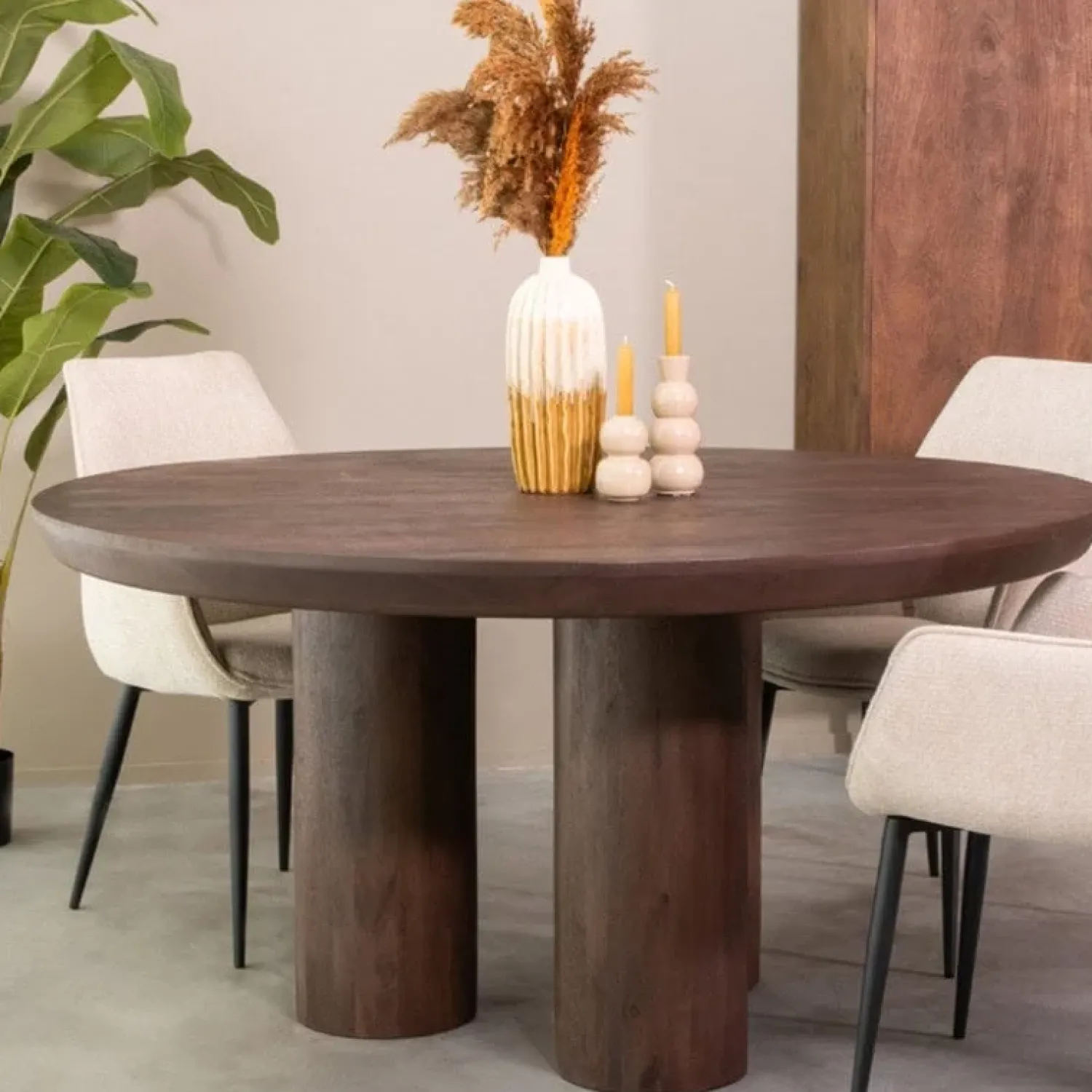 Label51 Eettafels|Eettafel Olly Espresso Mangohout 150cm Rond