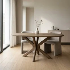 Eleonora Eettafels|Eettafel Tycho ovaal Lichtbruin mangohout 160cm