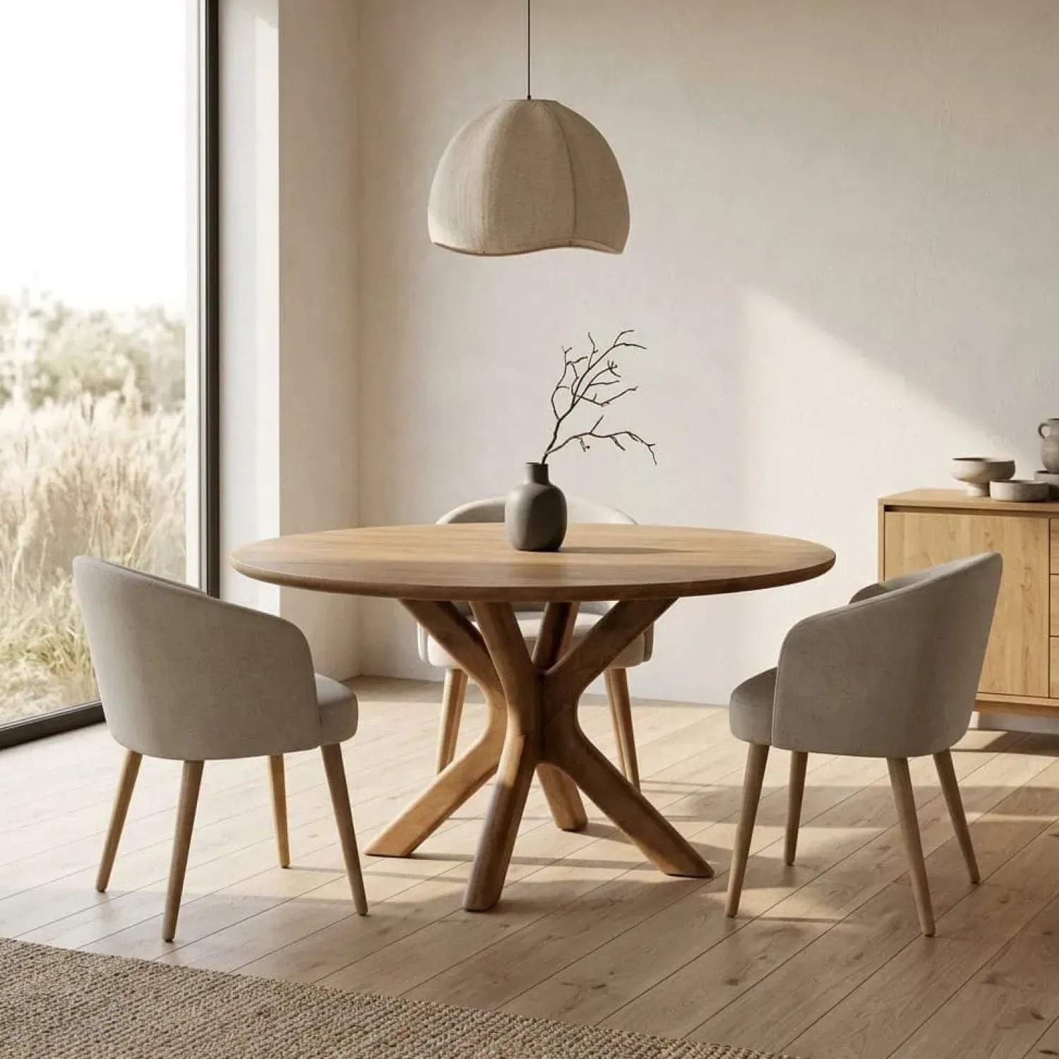 Eleonora Eettafels|Eettafel Tycho rond Lichtbruin mangohout 150cm