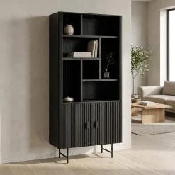 Eleonora Wandkasten|Vakkenkasten|boekenkast Remi 2-drs. 96cm zwart
