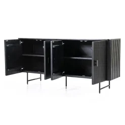 Eleonora Dressoirs|Industriele Kasten|dressoir mangohout Remi zwart (4-deurs) - 170cm