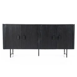 Eleonora Dressoirs|Industriele Kasten|dressoir mangohout Remi zwart (4-deurs) - 170cm
