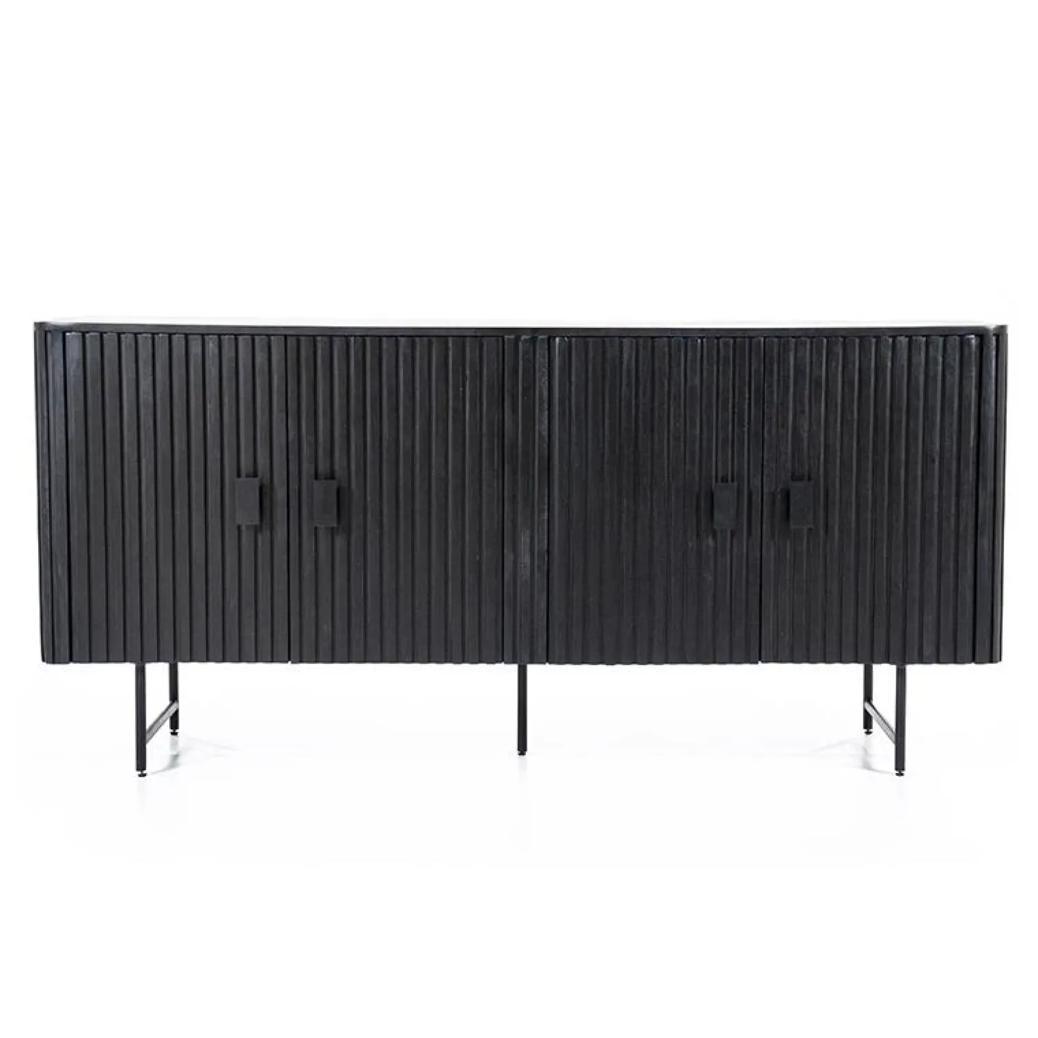 Eleonora Dressoirs|Industriele Kasten|dressoir mangohout Remi zwart (4-deurs) - 170cm