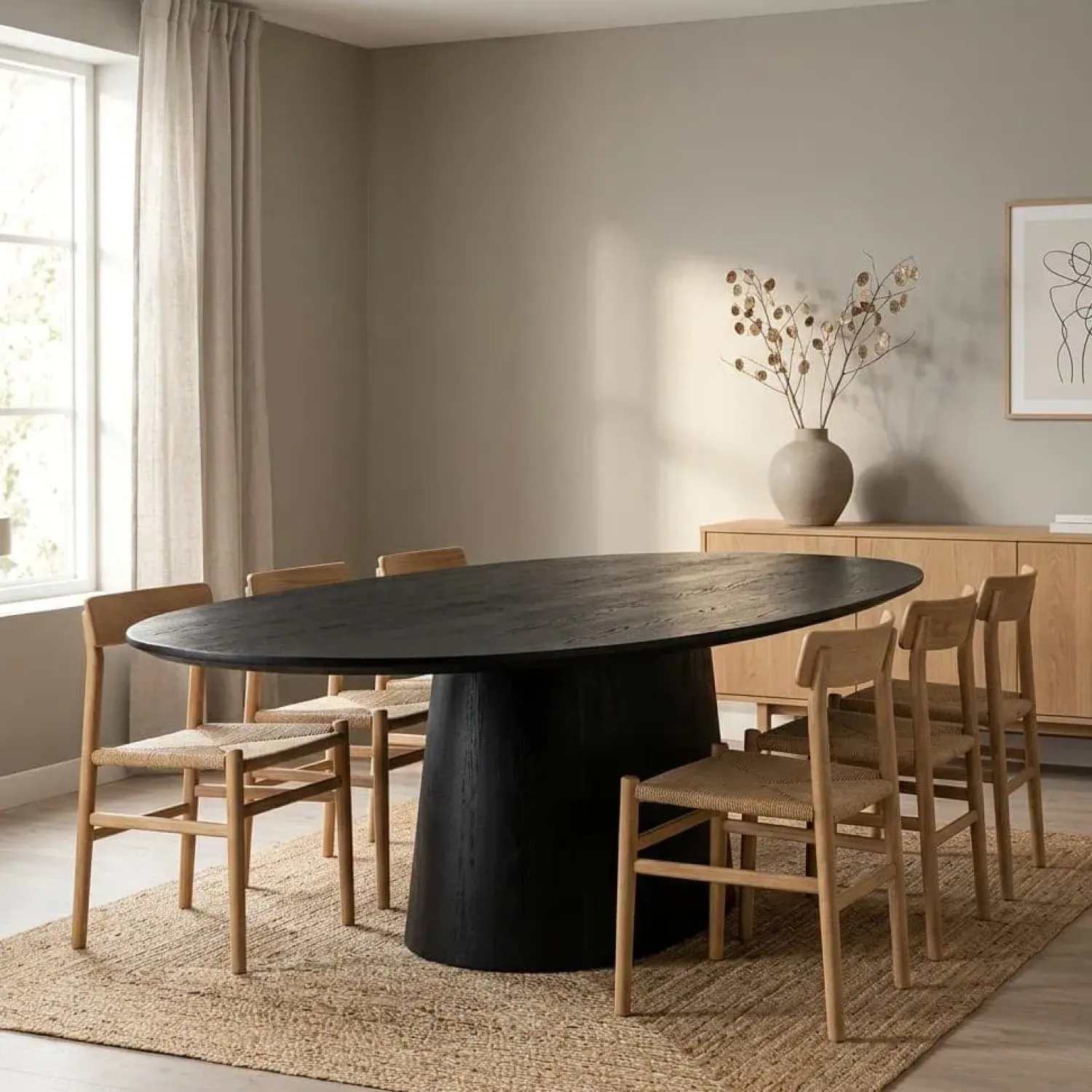 Eleonora Eettafels|eettafel Aron ovaal 250×110 zwart