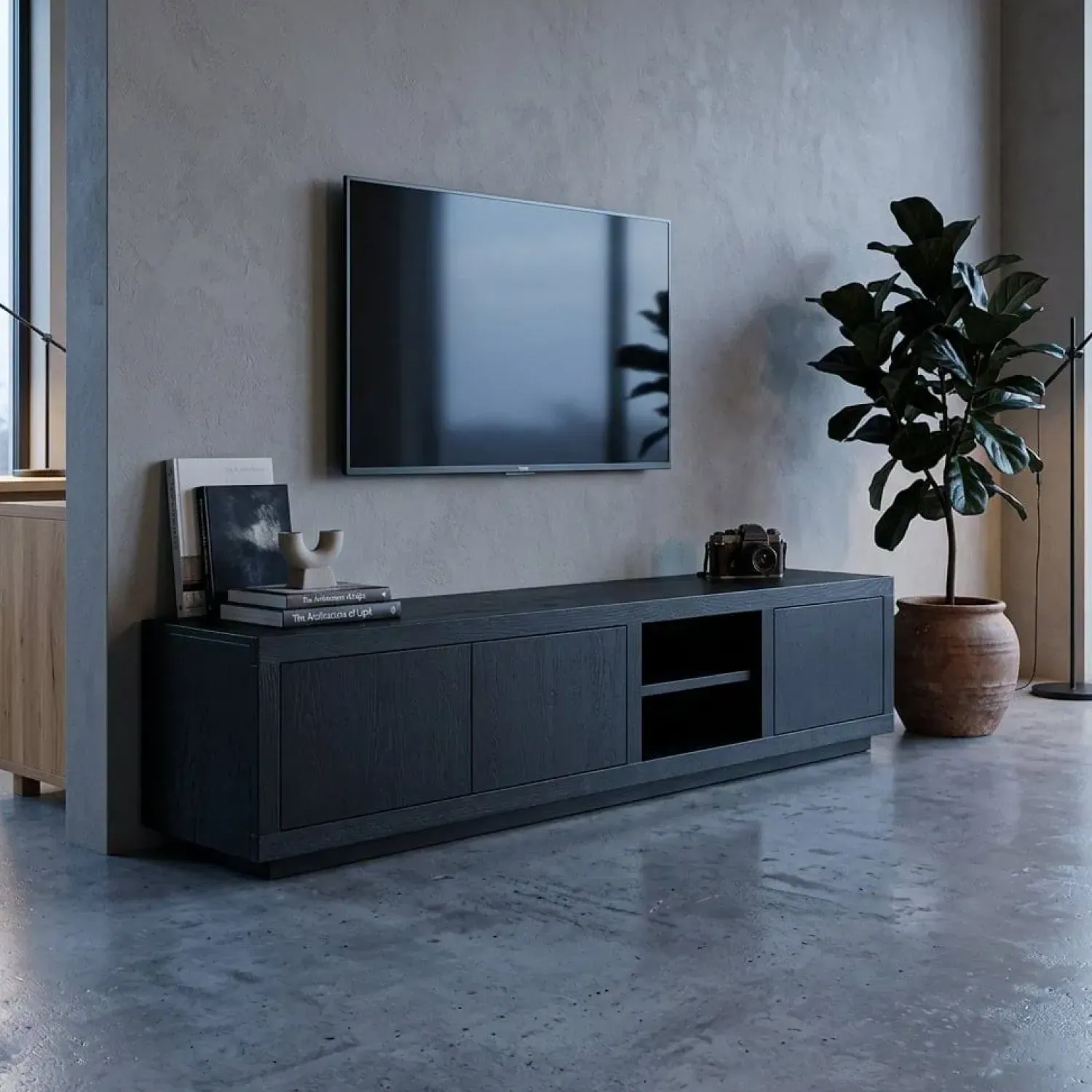 Eleonora Industriele Kasten|Tv Meubels|tv meubel Helsinki 200cm zwart