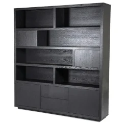 Eleonora Vakkenkasten|Boekenkasten|vakkenkast Helsinki 200cm zwart