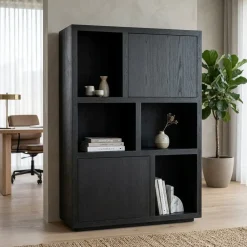 Eleonora Vakkenkasten|Boekenkasten|vakkenkast Helsinki 120cm zwart