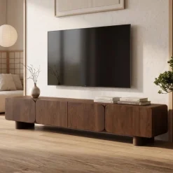 Vane Living Industriele Kasten|Tv Meubels|Elin Tv meubel Walnoot Pootjes 230 cm