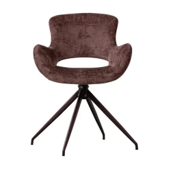 WOOOD Eetkamerstoelen|Eliva Eetkamerstoel structure velvet paars set van 2