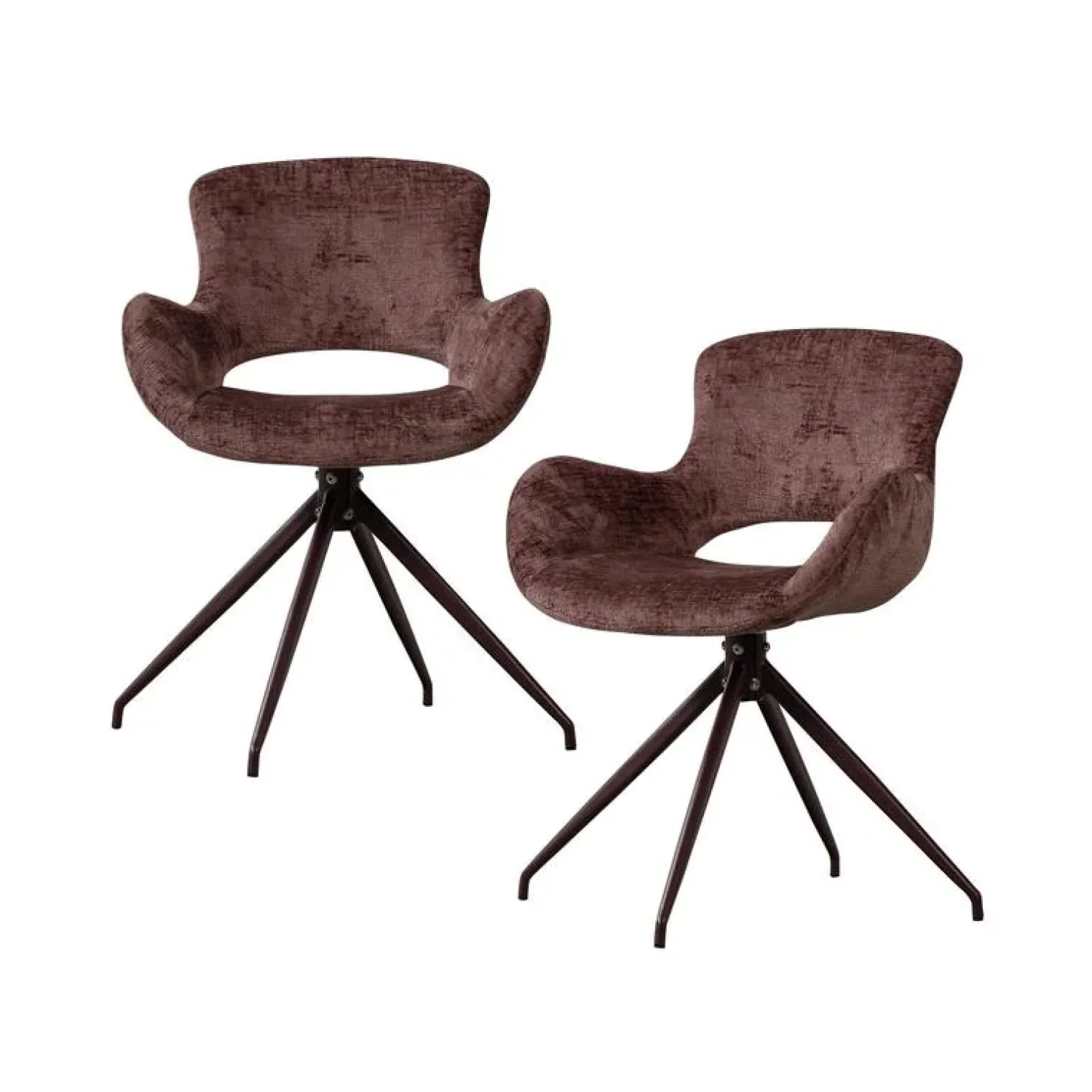 WOOOD Eetkamerstoelen|Eliva Eetkamerstoel structure velvet paars set van 2