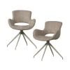 WOOOD Eetkamerstoelen|Eliva Eetkamerstoel structure velvet zand set van 2
