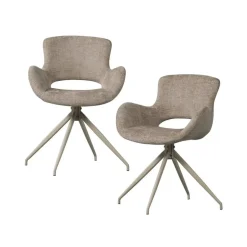 WOOOD Eetkamerstoelen|Eliva Eetkamerstoel structure velvet zand set van 2