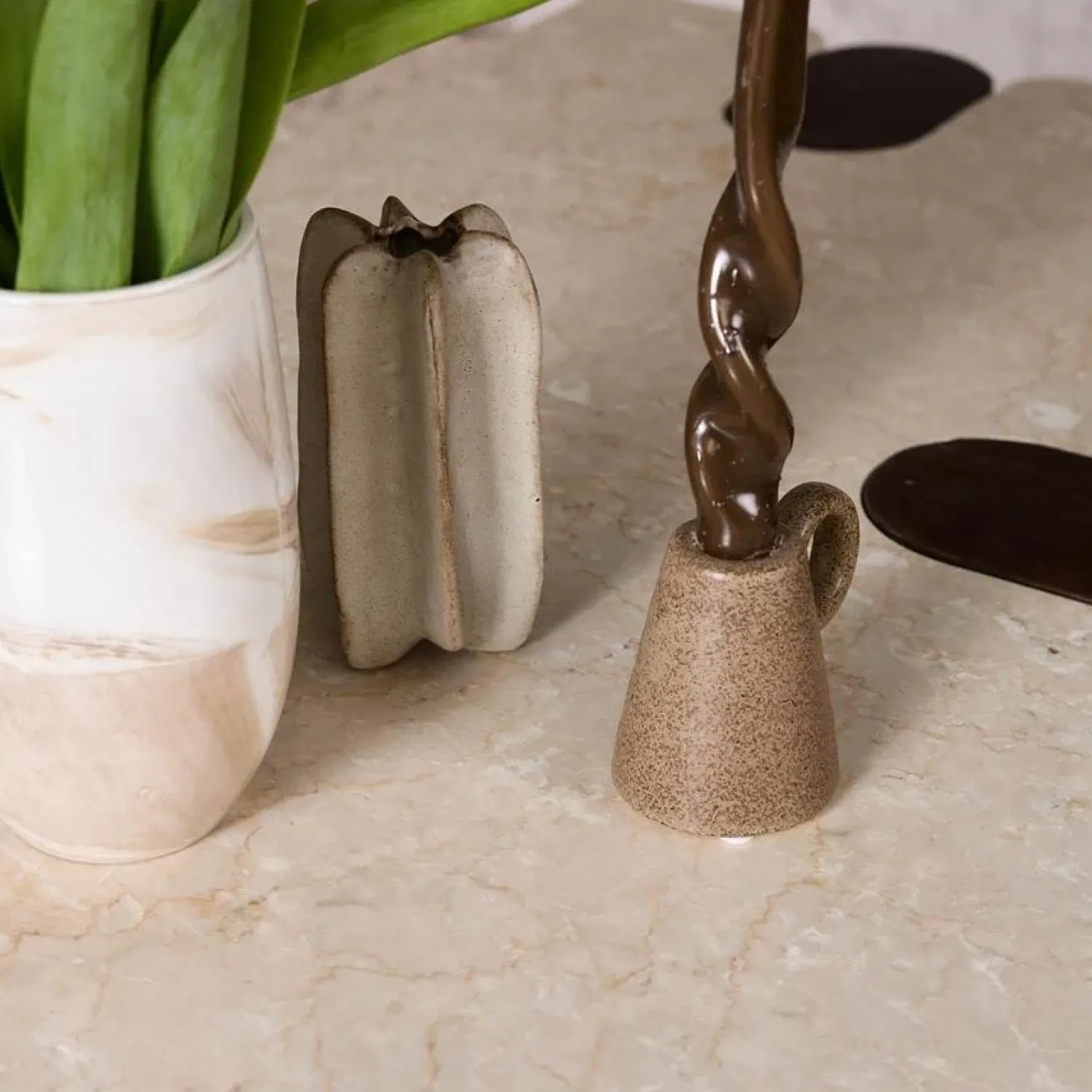 Furndea Bijzettafels|Elodie Bijzettafel Creme Marmer 57 cm