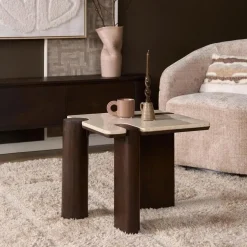 Furndea Bijzettafels|Elodie Bijzettafel Creme Marmer 57 cm