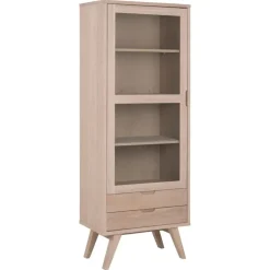 Nordhavn Vitrinekasten|Industriele Kasten|Eloria Vitrinekast hoog Naturel 72cm