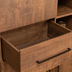 Maison Madera Wandkasten|Industriele Kasten|Elowen Wandkast hoog 4-deurs Donkerbruin 94cm
