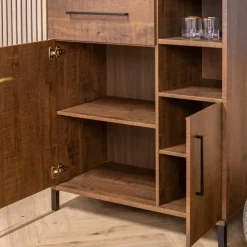 Maison Madera Wandkasten|Industriele Kasten|Elowen Wandkast hoog 4-deurs Donkerbruin 94cm