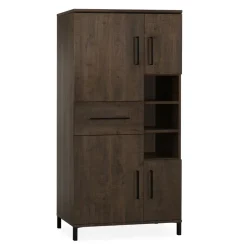 Maison Madera Wandkasten|Industriele Kasten|Elowen Wandkast hoog 4-deurs Donkerbruin 94cm