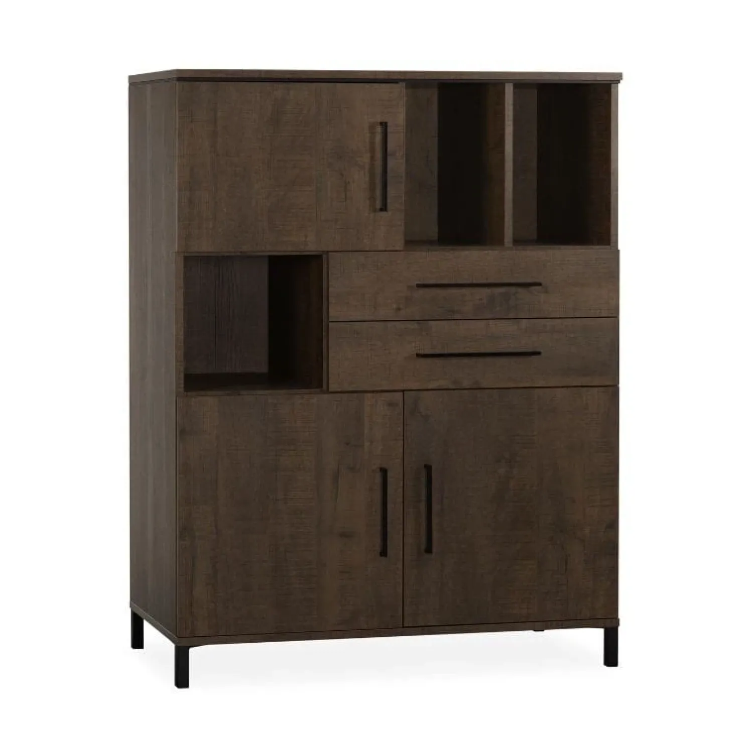 Maison Madera Wandkasten|Industriele Kasten|Elowen Wandkast laag 3-deurs Donkerbruin 120cm