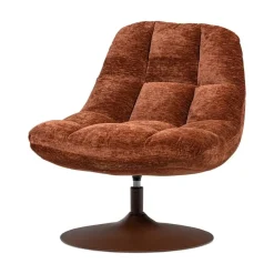 WOOOD Fauteuils|Elvi Draaifauteuil chenille structuur roestbruin