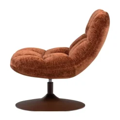WOOOD Fauteuils|Elvi Draaifauteuil chenille structuur roestbruin