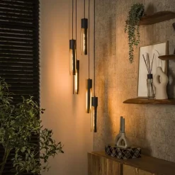 Kalfort Hanglampen|Elvira 5-lichts Hanglamp getrapt Zwart