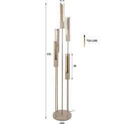 Kalfort Vloerlampen|Elvira 5-lichts Vloerlamp getrapt Beige
