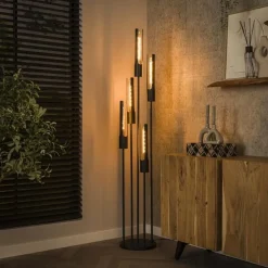 Kalfort Vloerlampen|Elvira 5-lichts Vloerlamp getrapt Zwart