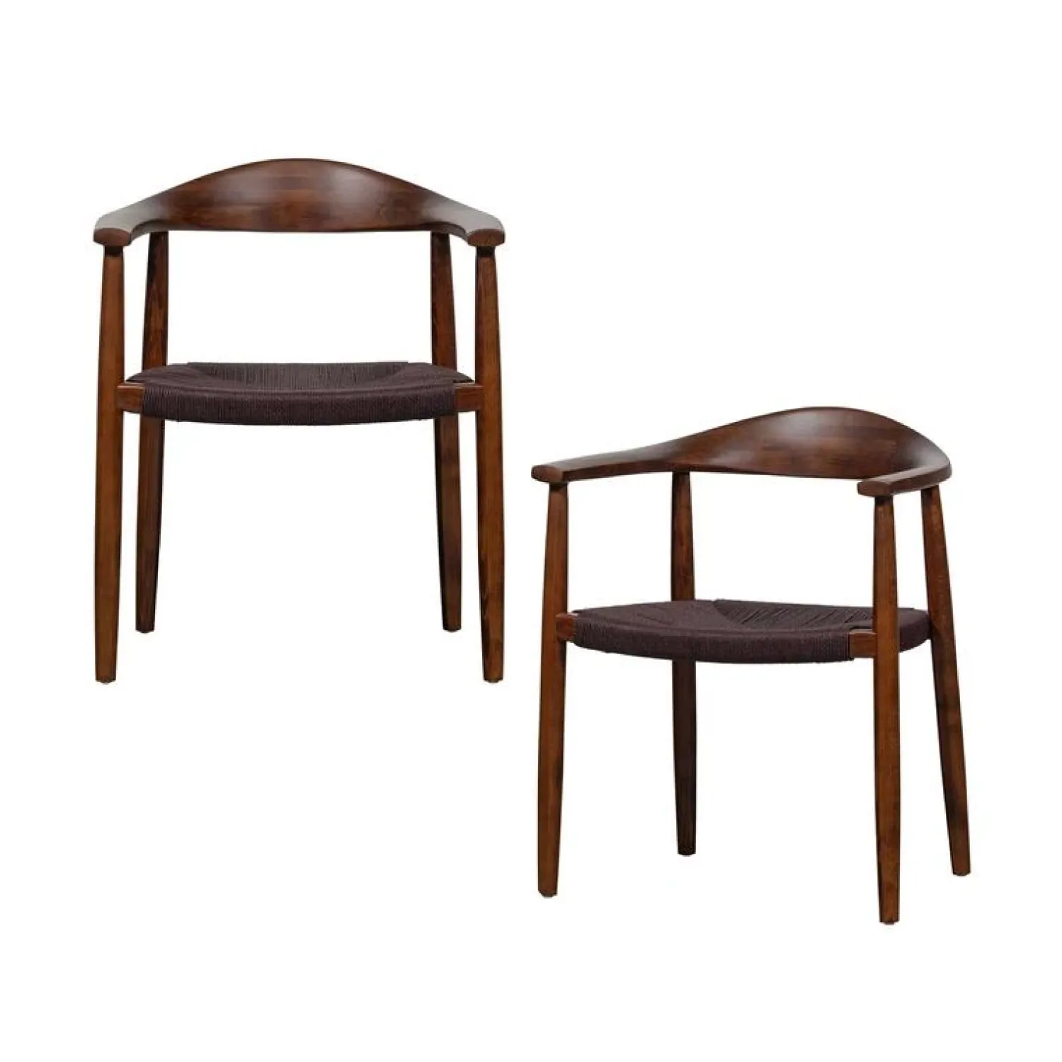 vtwonen Eetkamerstoelen|Embrace Eetkamerstoel gevlochten zitting beuken donkerbruin
