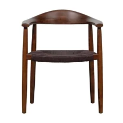 vtwonen Eetkamerstoelen|Embrace Eetkamerstoel gevlochten zitting beuken donkerbruin