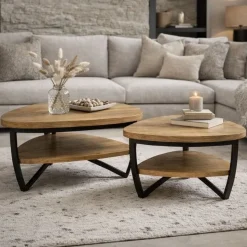 Vane Living Salontafels|Emmy Salontafel L driehoek Naturel mangohout 90cm
