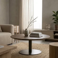 Eleonora Salontafels|Esila Salontafel rond Bruin 80cm