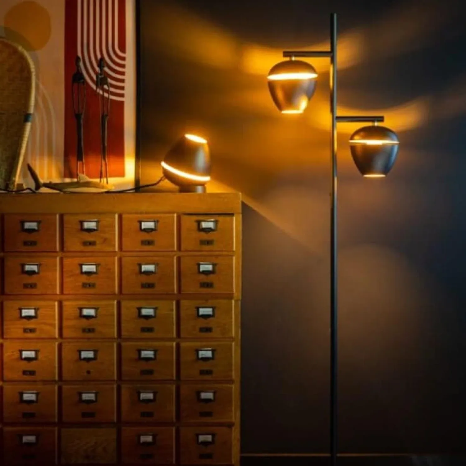 Trading Lighting Vloerlampen|ETH Claire 2-lichts vloerlamp zwart/goud