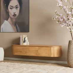 Furndea Industriele Kasten|Tv Meubels|Evi Zwevend Tv meubel Naturel Mangohout 160cm