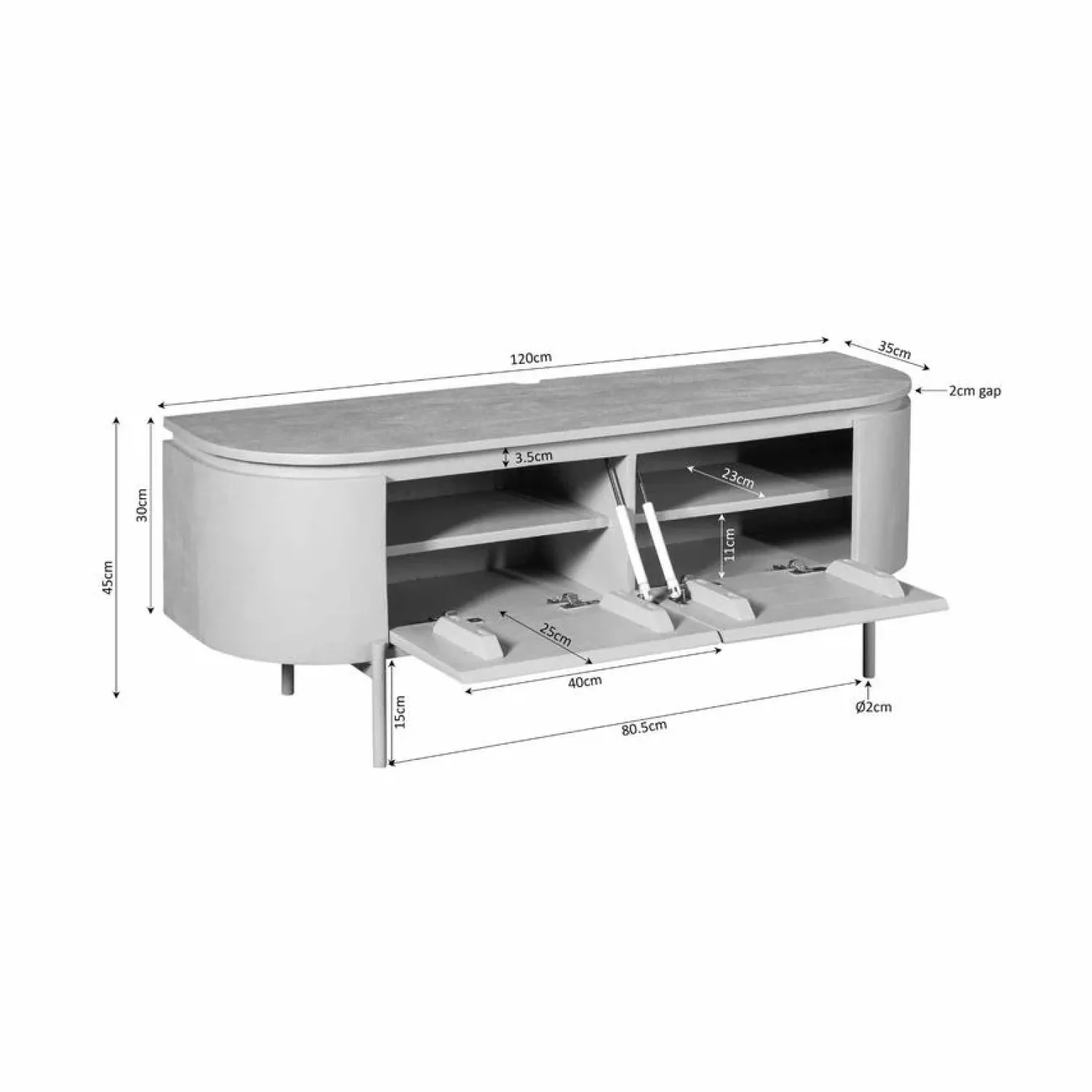 Furndea Industriele Kasten|Tv Meubels|Evi Zwevend Tv meubel Taupe Mangohout 120cm