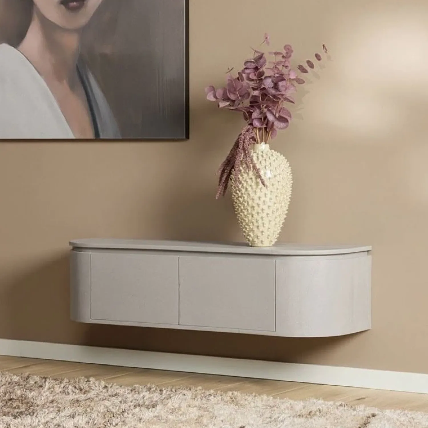Furndea Industriele Kasten|Tv Meubels|Evi Zwevend Tv meubel Taupe Mangohout 120cm