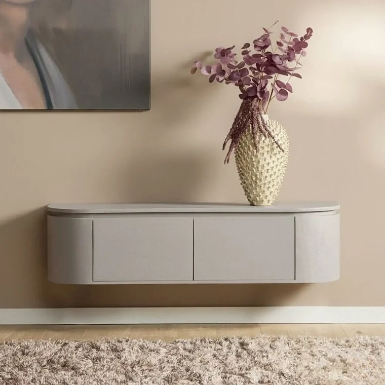 Furndea Industriele Kasten|Tv Meubels|Evi Zwevend Tv meubel Taupe Mangohout 120cm