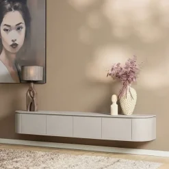 Furndea Industriele Kasten|Tv Meubels|Evi Zwevend Tv meubel Taupe Mangohout 200cm