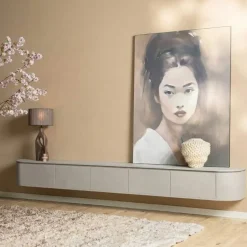 Furndea Industriele Kasten|Tv Meubels|Evi Zwevend Tv meubel Taupe Mangohout 280cm